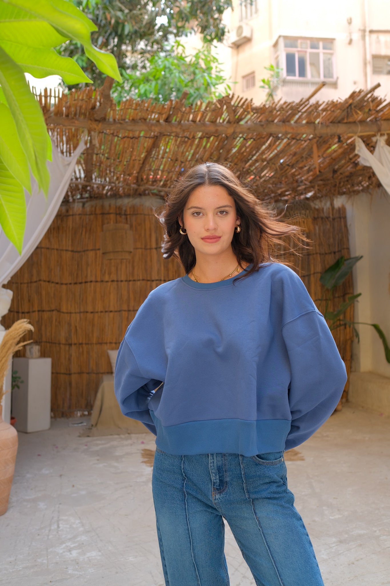 Cropped Sweatshirts - Aegean Blue