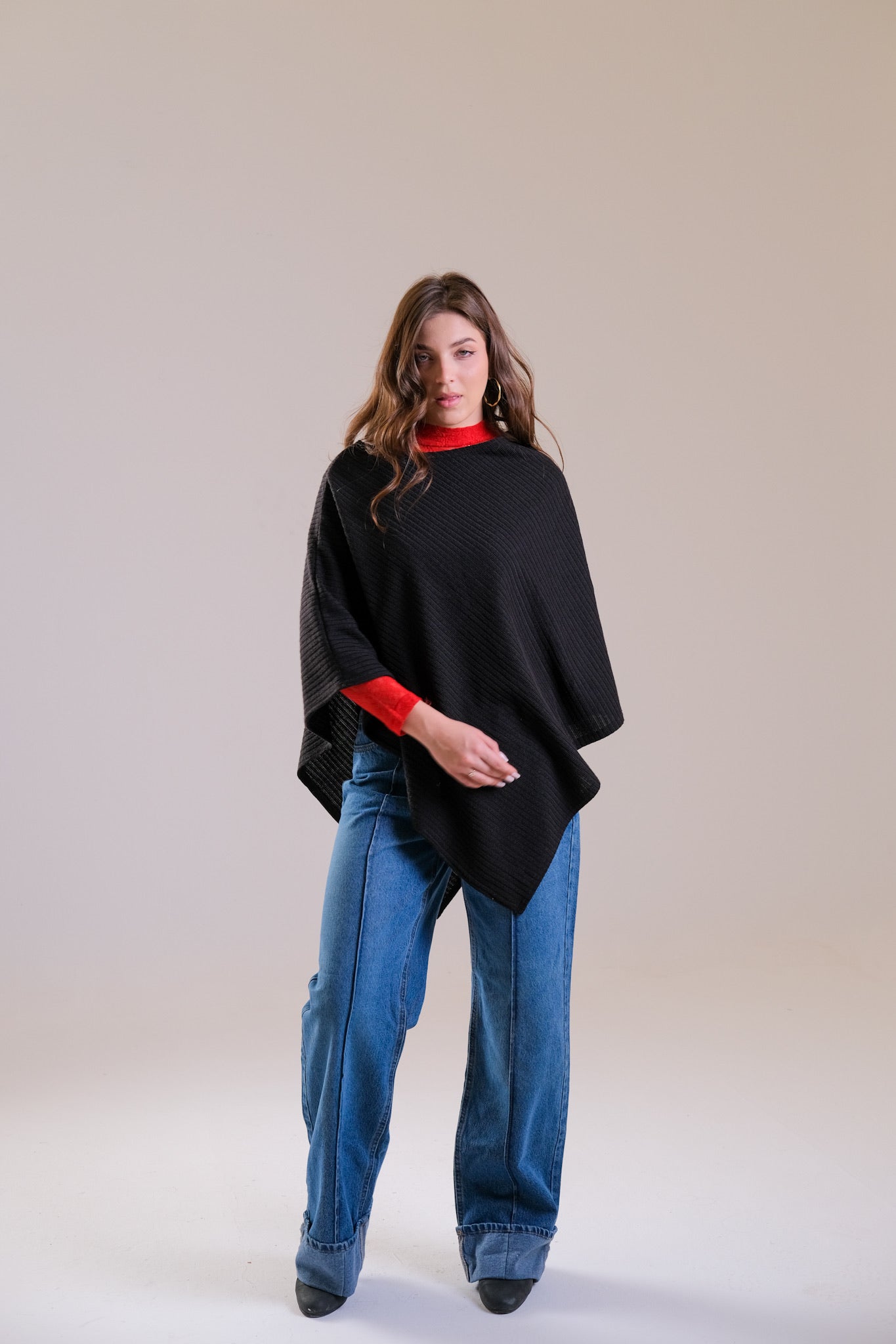 Poncho & Cuffed Straight-Leg Denim | Save 10%
