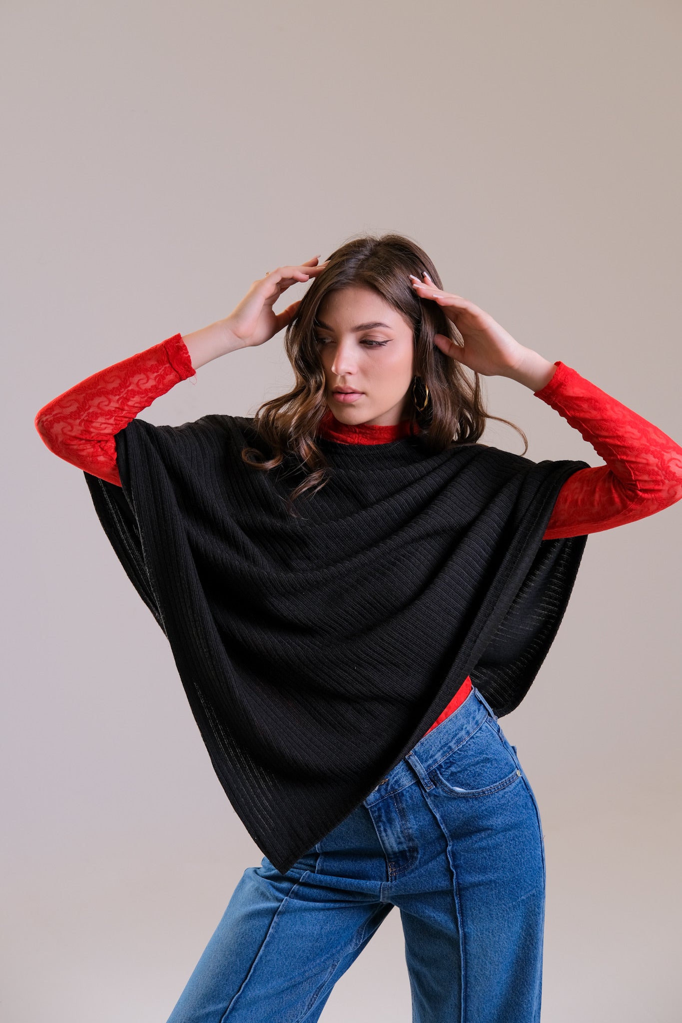 Black Wool Poncho