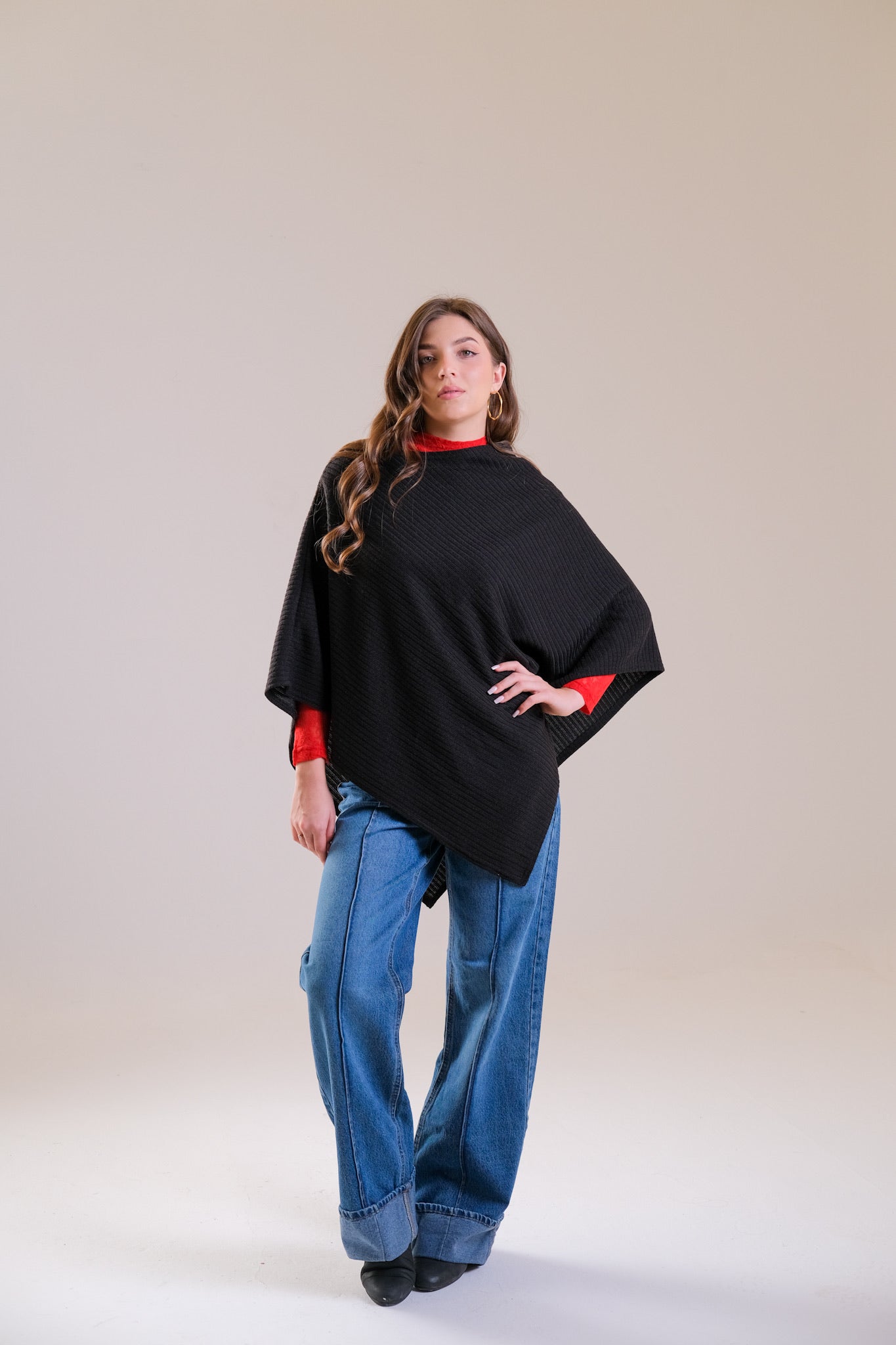 Poncho & Cuffed Straight-Leg Denim | Save 10%