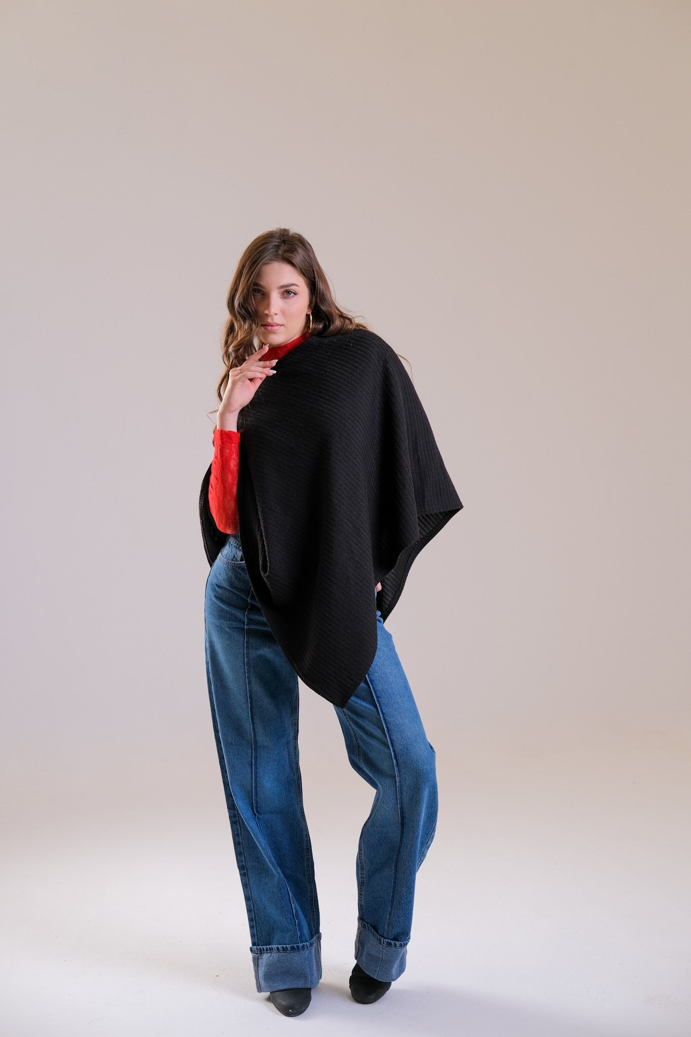 Black Wool Poncho