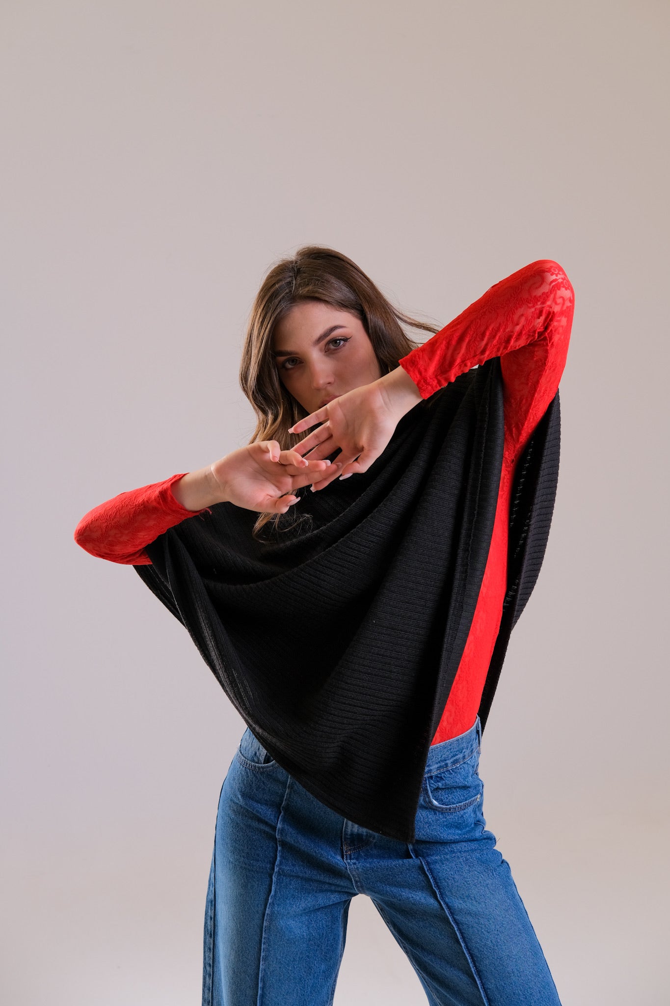 Poncho & Cuffed Straight-Leg Denim | Save 10%