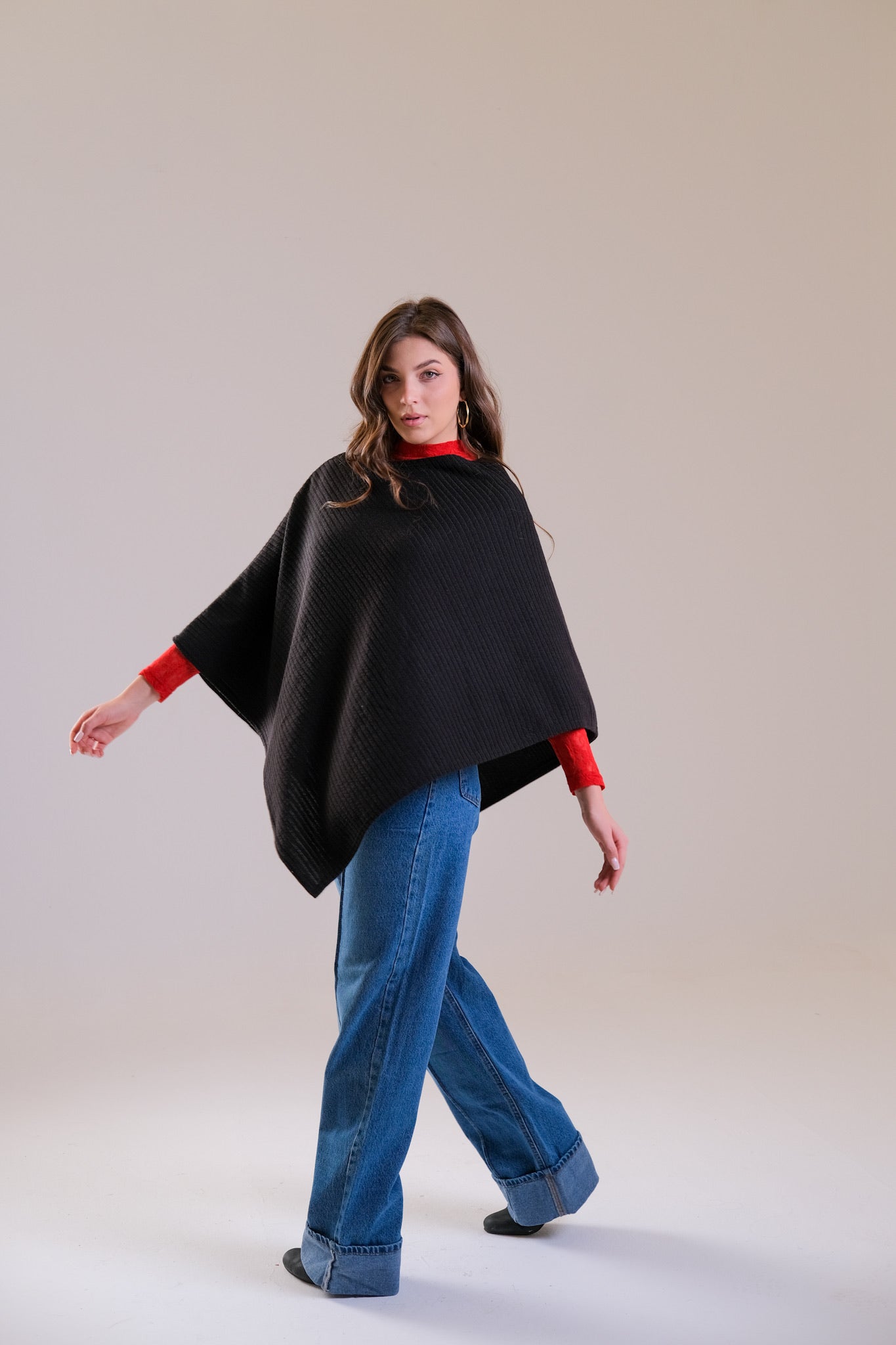 Black Wool Poncho