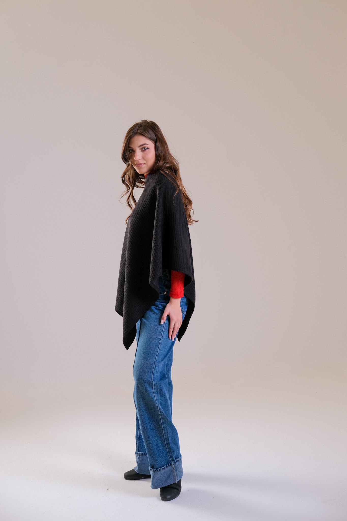 Poncho & Cuffed Straight-Leg Denim | Save 10%