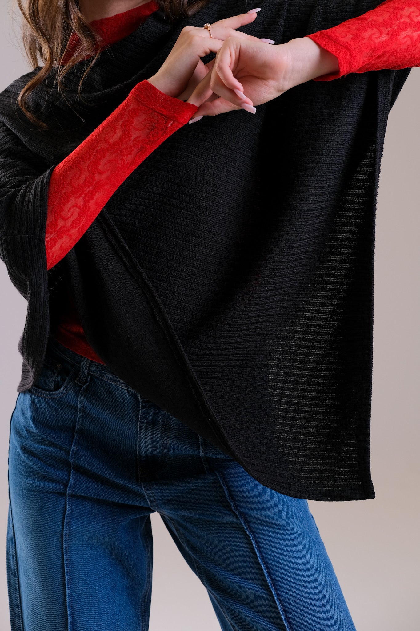 Poncho & Cuffed Straight-Leg Denim | Save 10%