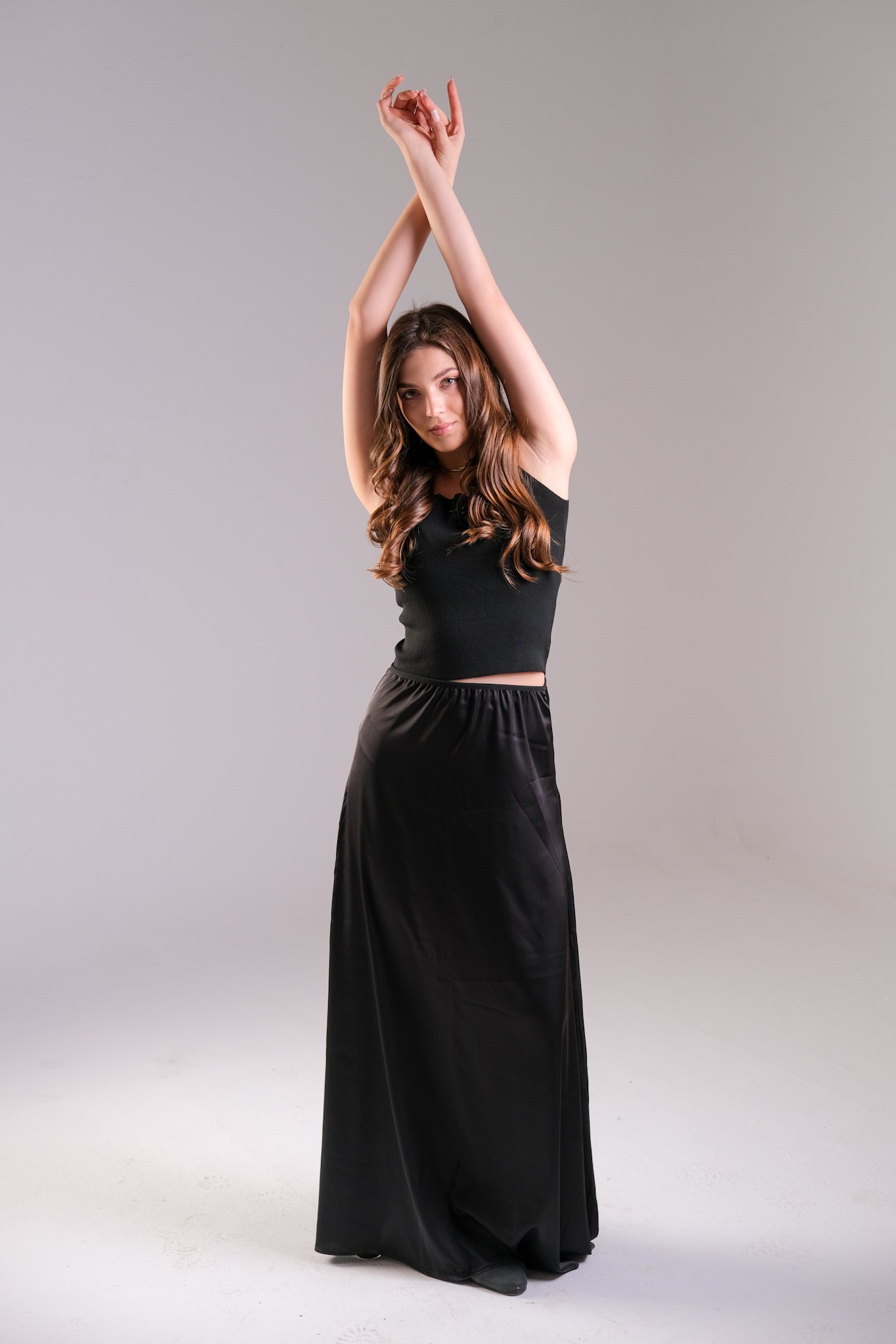 The Noir Liquid Satin Maxi